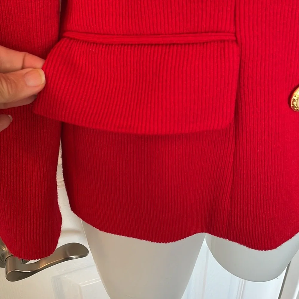 OLEG CASSINI VINTAGE CAREER QUIET LUXURY Y2K KNIT SUIT DBL BREASTED RED SZ 8